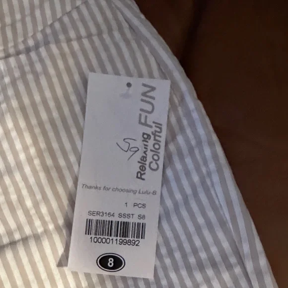 Lulu-B Women's Scalloped Hem Striped Shorts - Picture 2 of 5